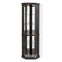 Lighted Corner Curio Cabinet Glass Display Case for Living Room & Bar Storage