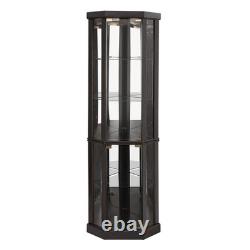 Lighted Corner Curio Cabinet Glass Display Case for Living Room & Bar Storage