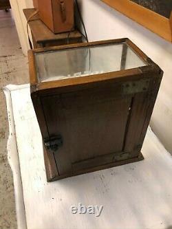 Liverita Etched Glass Store Display Case. Oak and glass. RARE