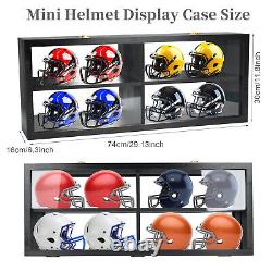 Lockable Football Helmet Display Case Wall Mount Mini Helmet Cabinet with Mirror