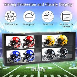 Lockable Football Helmet Display Case Wall Mount Mini Helmet Cabinet with Mirror