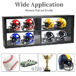 Lockable Football Helmet Display Case Wall Mount Mini Helmet Cabinet with Mirror