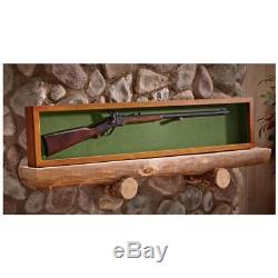 Long Gun Sword Rifle Display Wood Glass Lid Case Wall Mount Storage Rack Holder