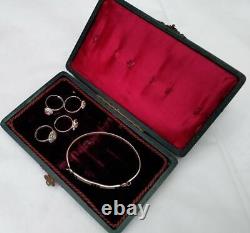 Lovely Antique Double Leather Multiple Multi Ring Jewellery Jewelery Box