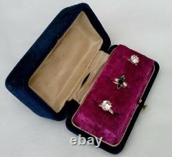 Lovely Antique Velvet Multiple Multi Ring Box Case Jewelery