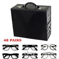 Luxurious 48 Slot Lock Eyeglasses Sunglasses Display Storage Organizer Case Box