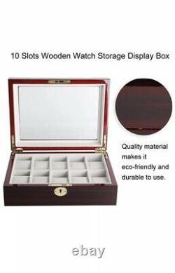 Luxury 10 Slots Wooden Watch Storage Display Box Wristwatch Case For Cartier Rol