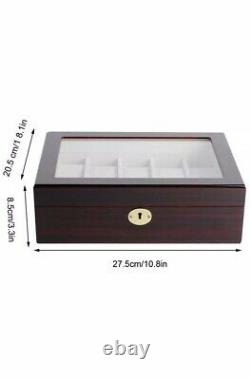 Luxury 10 Slots Wooden Watch Storage Display Box Wristwatch Case For Cartier Rol