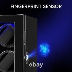 Luxury 12 Watch Winder Organizer Display Case Box Fingerprint Unlock LED Light