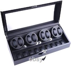 Luxury 4 Motor Automatic Watch Winder Display Box Case Storage