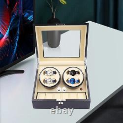 Luxury Automatic Rotation 4+6 Watch Winder Display Storage Box Case Organizer