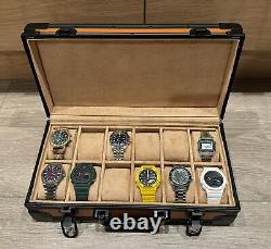 Luxury Watch Storage Case Display Durable Metal Box 12 Slots Suede Inside