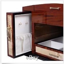 Luxury Wooden Jewelry Case Storage Box Necklace Bracelet Ring Organizer Display