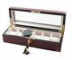 Luxury wooden watch box matt cherry storage case wristwatch display holder