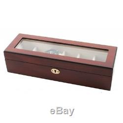 Luxury wooden watch box matt cherry storage case wristwatch display holder