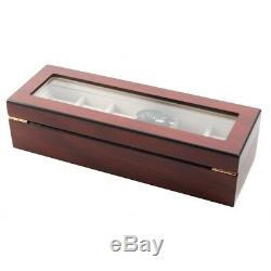 Luxury wooden watch box matt cherry storage case wristwatch display holder