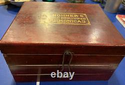 M HOHNER HARMONICA DISPLAY CASE WOODEN BOX GENERAL STORE Very Rare antique