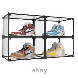 Magnetic Side Open Transparent Plastic Storage Shoe Box Clear Display Case