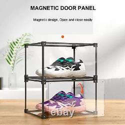 Magnetic Side Open Transparent Plastic Storage Shoe Box Clear Display Case