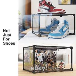 Magnetic Side Open Transparent Plastic Storage Shoe Box Clear Display Case