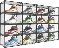 Magnetic Side Open Transparent Plastic Storage Shoe Box Clear Shoe Display Case