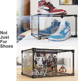 Magnetic Side Open Transparent Plastic Storage Shoe Box Clear Shoe Display Case