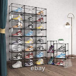 Magnetic Side Open Transparent Plastic Storage Shoe Box Clear Shoe Display Case