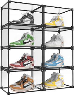 Magnetic Side Open Transparent Plastic Storage Shoe Box Clear Shoe Display Case