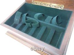 Mahagony Men Watch Jewelry Box Display Case Inlaid Scroll Edge Two Toned Shell