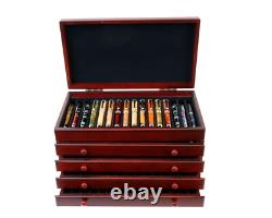Mahogany Wooden Pen Chest 76 Pens Display Case / Showcase