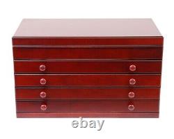 Mahogany Wooden Pen Chest 76 Pens Display Case / Showcase