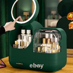 Makeup Organizer Cosmetics Bag Skincare Storage Display Case Box With LED Mirror