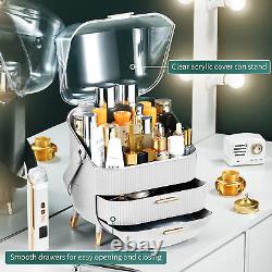 Makeup Storage Organizer, Clear Cover Cosmetic Display Case with Two Tier Storage