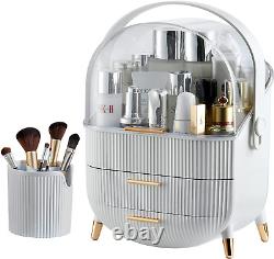 Makeup Storage Organizer, Clear Cover Cosmetic Display Case with Two Tier Storage