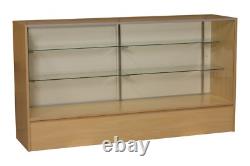 Maple Wood Full Vision 70 Inch Display Showcase with Shelving and Doors