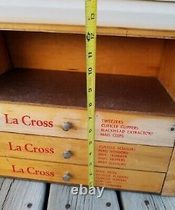 Mid Modern Vintage La Cross Manicure Beauty Wood Store Display Case Box