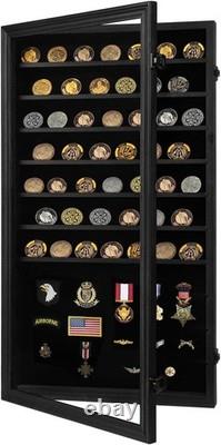 Military Challenge Coin Display Case Lockable Shadow Box for Coins Medals Col