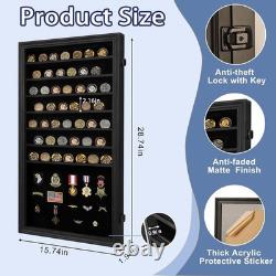 Military Challenge Coin Display Case Lockable Shadow Box for Coins Medals Col