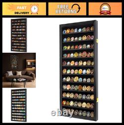 Military Challenge Coin Display Case & Poker Chip Holder Wall Cabinet Rack 29x16
