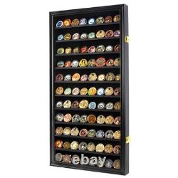 Military Challenge Coin Display Case & Poker Chip Holder Wall Cabinet Rack 29x16