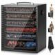 Miniature Storage Carrying Case for Collectibles, Wooden Display Cases with 6