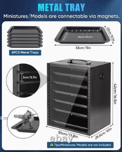 Miniature Storage Carrying Case for Collectibles, Wooden Display Cases with 6