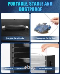 Miniature Storage Carrying Case for Collectibles, Wooden Display Cases with 6