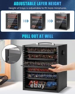 Miniature Storage Carrying Case for Collectibles, Wooden Display Cases with 6