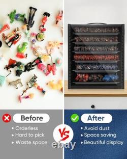 Miniature Storage Carrying Case for Collectibles, Wooden Display Cases with 6