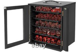 Miniature Storage Case Magnetic Door 6 Trays Clear Display Carry Box Black