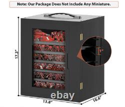 Miniature Storage Case Magnetic Door 6 Trays Clear Display Carry Box Black
