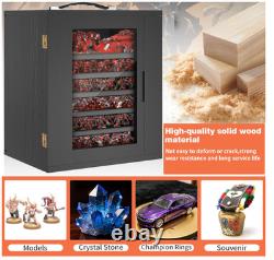 Miniature Storage Case Magnetic Door 6 Trays Clear Display Carry Box Black