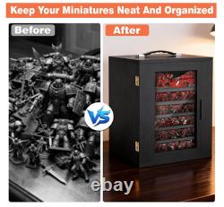 Miniature Storage Case Magnetic Door 6 Trays Clear Display Carry Box Black