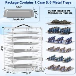Miniature Storage Case with 6 Metal Trays, Acrylic Clear Miniature Display Ca